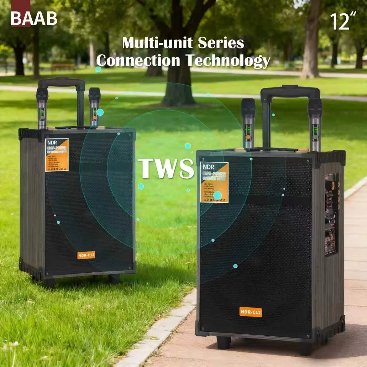 Portable Wireless Trolley Wooden Blue Tooh Ndr-C8 Speaker