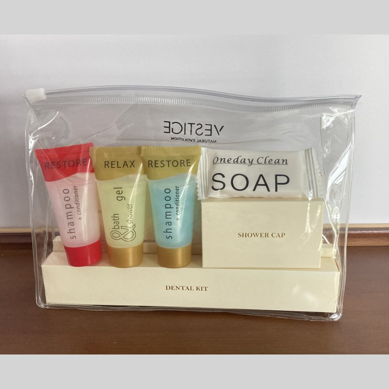 Hotel Shampoo PVC Travel Kit Cosmetic Makeup Bag Airline Amenity Kit Toiletries Bag