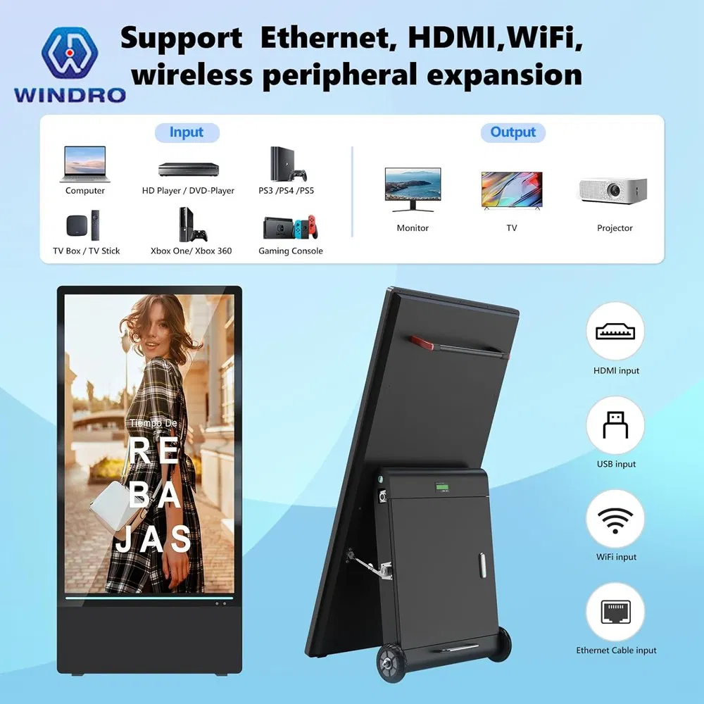 Digital Double 43/55inch Battery Signage Kiosk Outdoor Waterproof LCD Display with Outdoor Waterproof LCD Screen OEM Supported