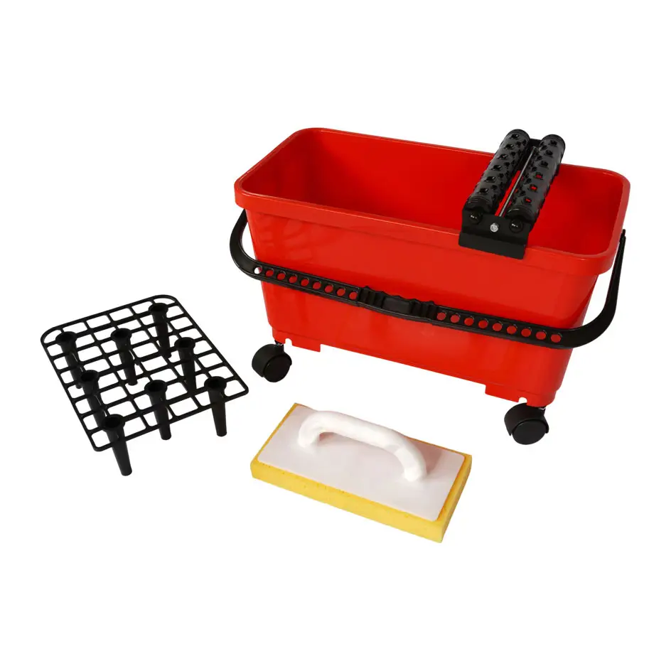 24L Modern Design Tile Grout Cleaning Kit Double Rollers Sponge Grid