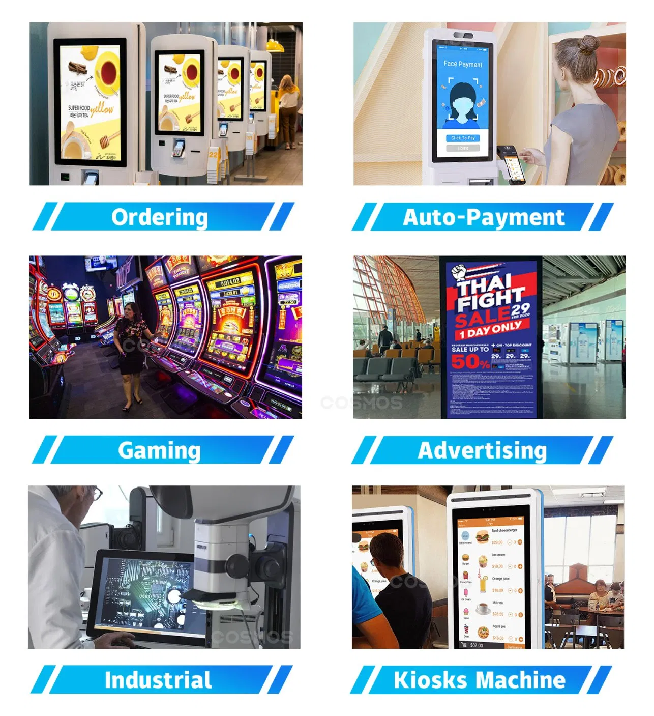 Pcap Touchscreen 21.5/23.6/27/ Inch Flat Curved LCD Screen with RGB Border for for Skill Game Machine