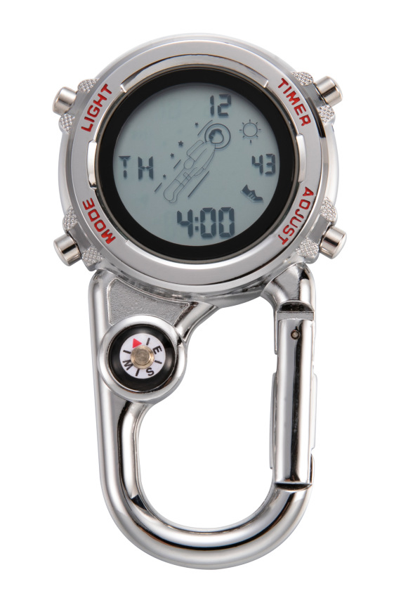 Multifunction Digital Fob Watch Mini Clip on Carabiner Watches for Outdoor