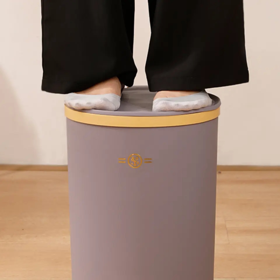 Luxury Kitchen Trash Can Home Sanitary Bucket with Lid Garbage Bins Waste