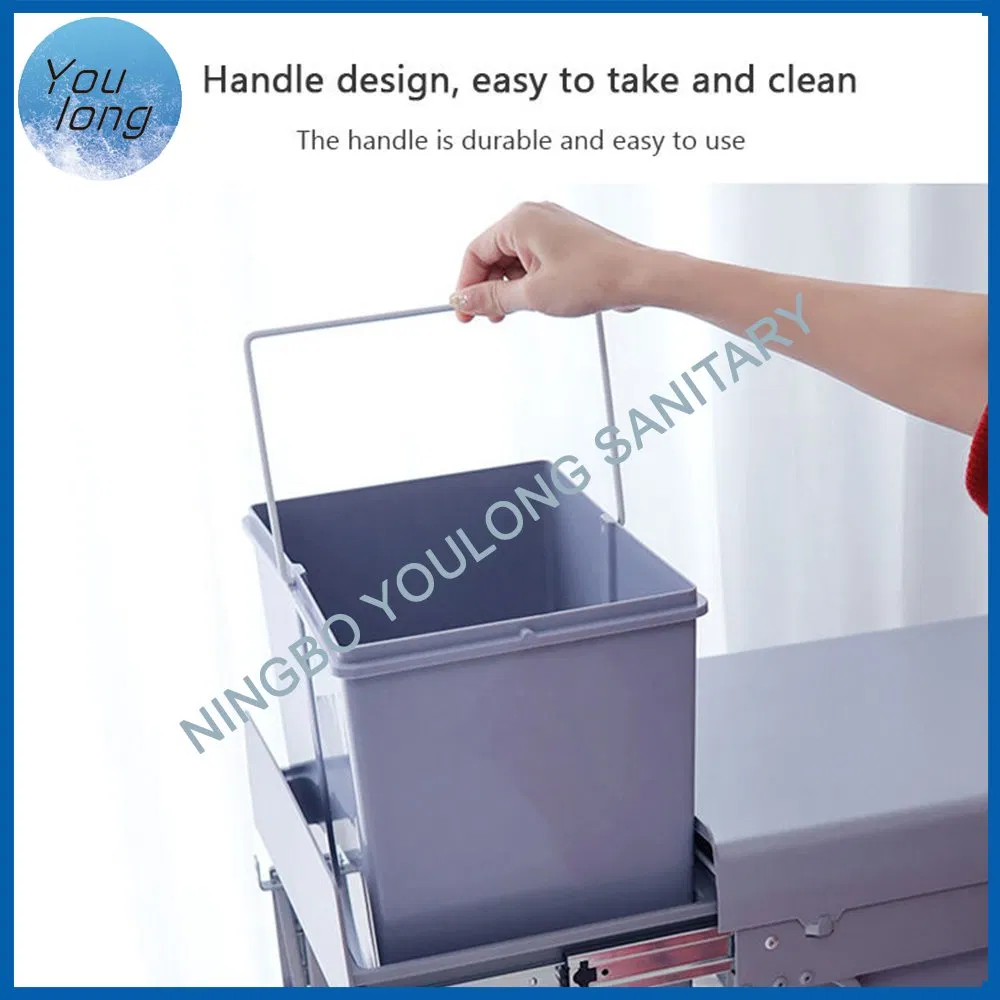 Выдвижной пластиковый мусорный бак для кухни 40л