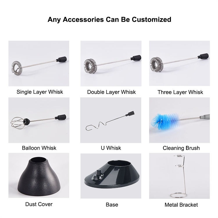 Electric Handheld Stainless Steel Milk Frother for Coffee