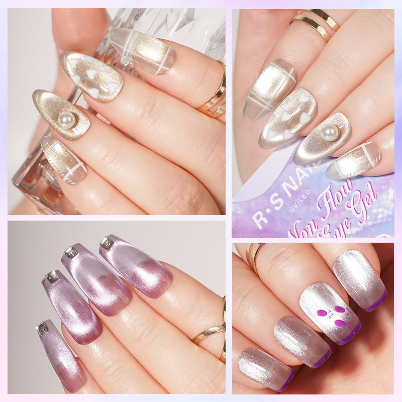 R S Nail High Quality Non-Toxic Solid Gel Nail Polish Box Set 4 Color Solid Cream Cat Eye Gel Polish Pallet