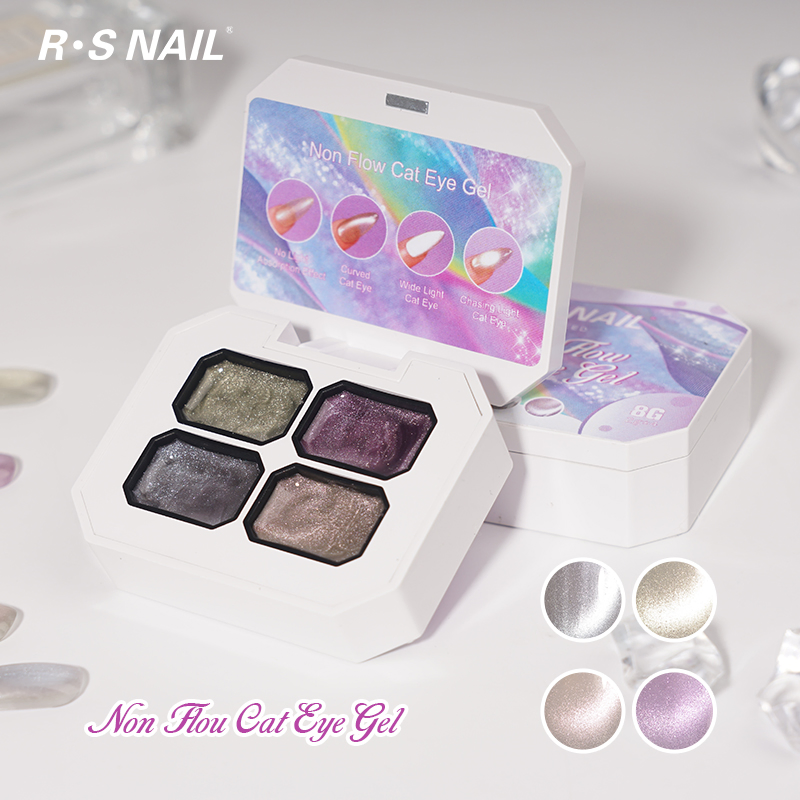 R S Nail High Quality Non-Toxic Solid Gel Nail Polish Box Set 4 Color Solid Cream Cat Eye Gel Polish Pallet