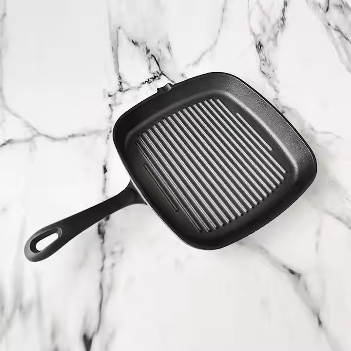 Pre-Seasoned Cast Iron Grill Pan Square Skillet for Indoor and Outdoor Cooking