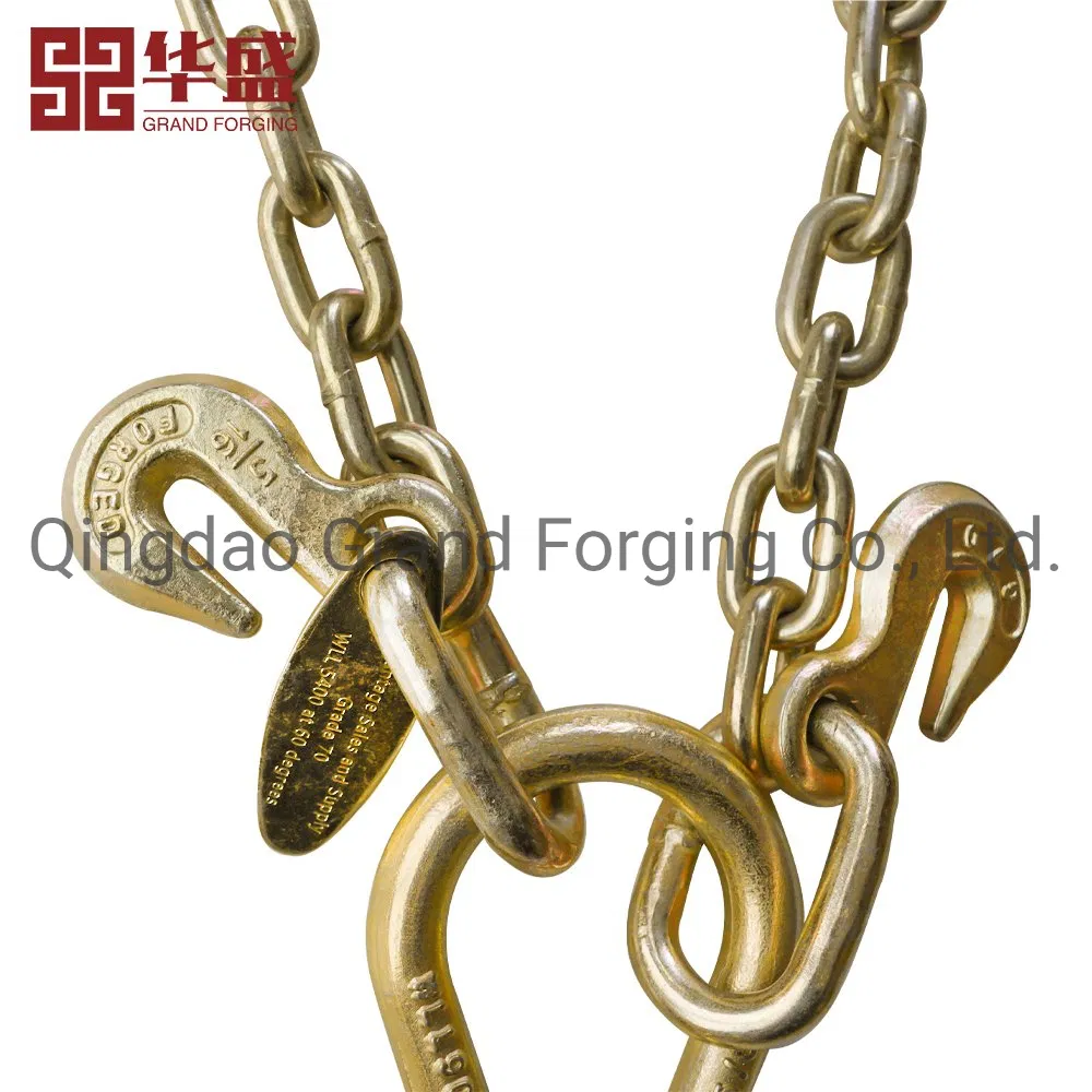 Factory Grade 70 Yellow Zinc Plated Binder Chain with Clevis Hooks for Truck Trailer