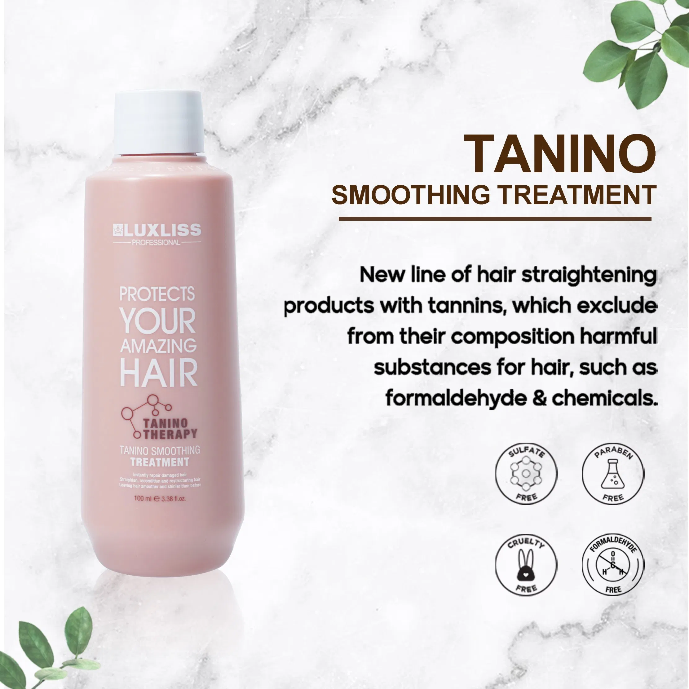 Luxliss Amino Acid Hair Straightening Cream Smooth Repair Damaged Tanino Hair Treatment