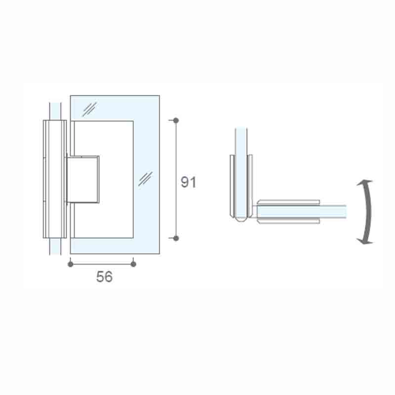 En1670 Cerified Glass Shower Door Hinges/Chrome Shower Door Hinges/Wall to Glass Shower Hinge/10mm Glass Door Hinges