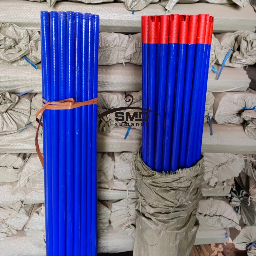 Colorful PVC Wooden Broom Handle Cleaning Tools Wood Mop Stick Handle