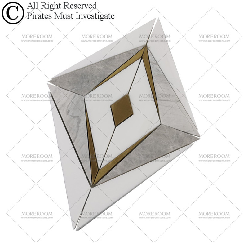 Мозаика из мрамора и латуни Diamond Shape