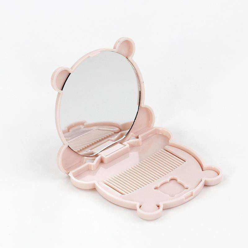 Portable Plastic Cute Cartoon Pocket Makeup Mirror with Comb for Makeup Retouch