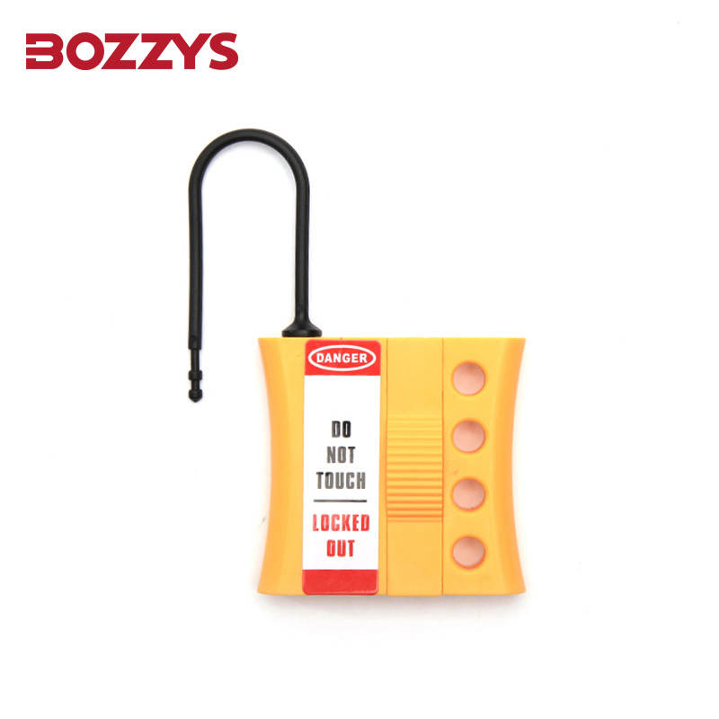 4 Keyholes Yellow 3mm Thin Shackle Alloy Engineering Plastic Lockout Hasp