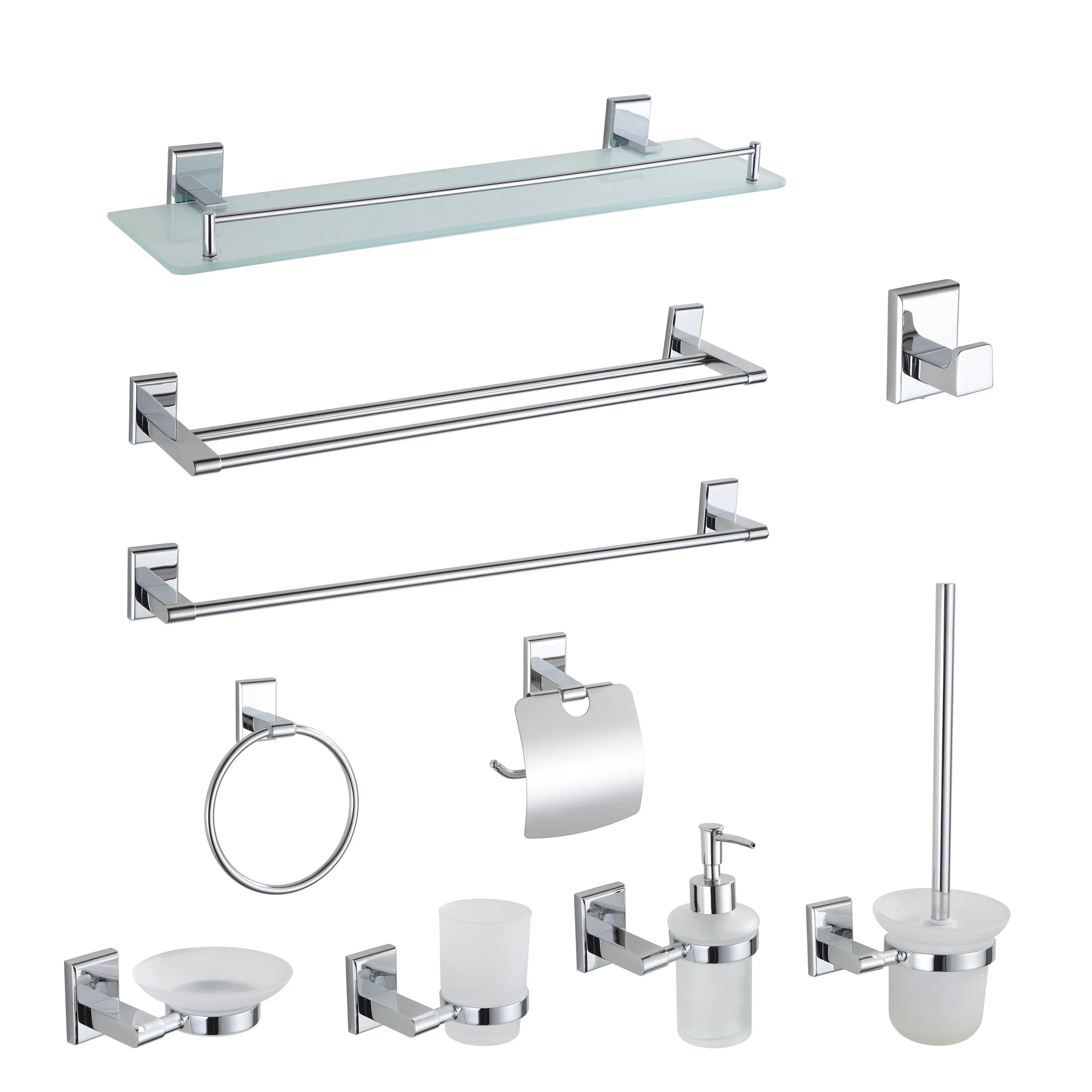 6 Pieces Round Design Silver Bathroom Accessories Set