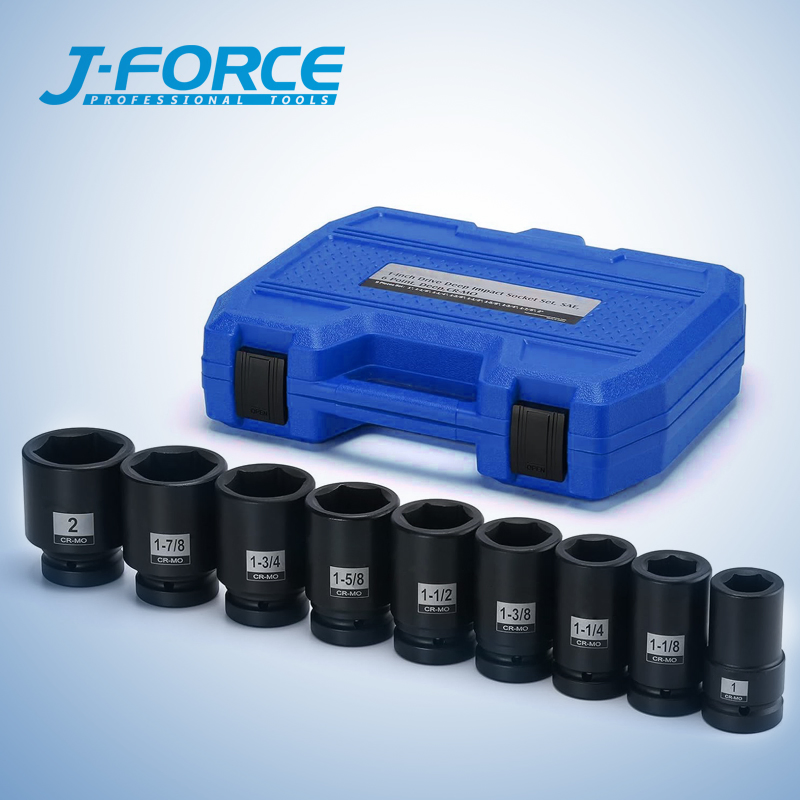 Набор ударных головок SAE 1 дюйм, 9 предметов