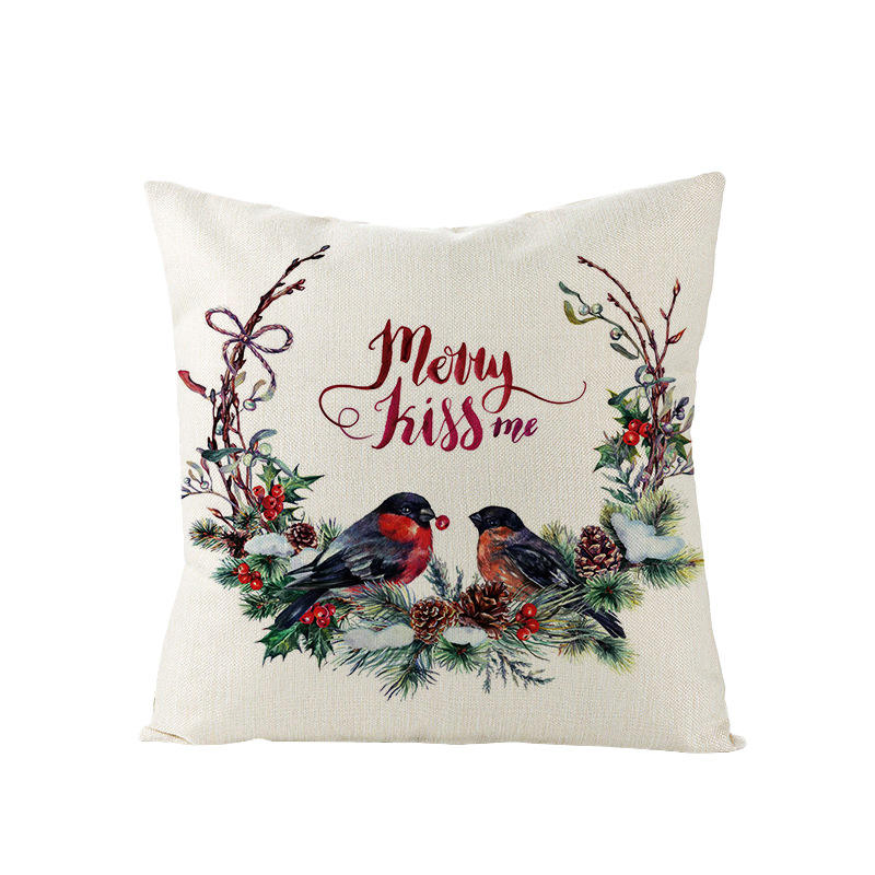 Fancy Christmas Sofa Couch Case Decor Christmas Tree Print Linen Pillow Cases Cushion Cases