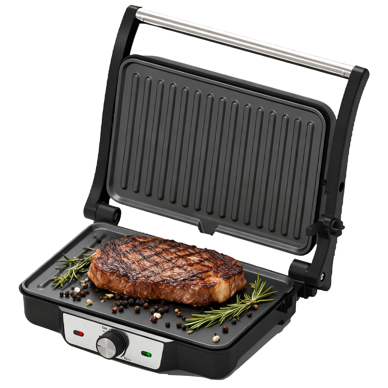 Electric Grills Stainless Steel Flat Plate Griddle Panini Press Sandwich Maker Double Sided Grill with Detachable Plate