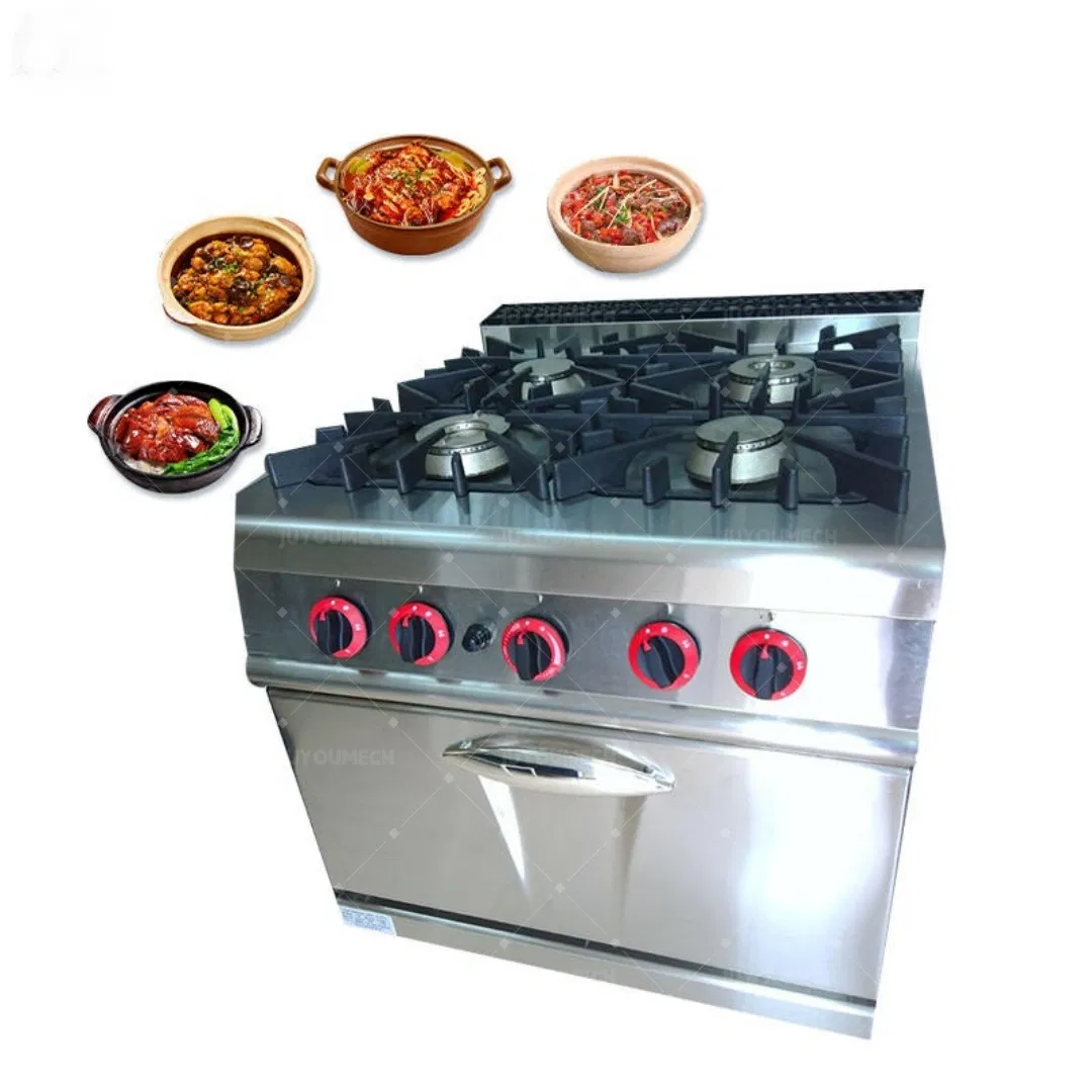 Commercial Floor Standing Burner Gas Stove Cooking Range with Oven and Cabinet for Hotel Use Restaurant Machine