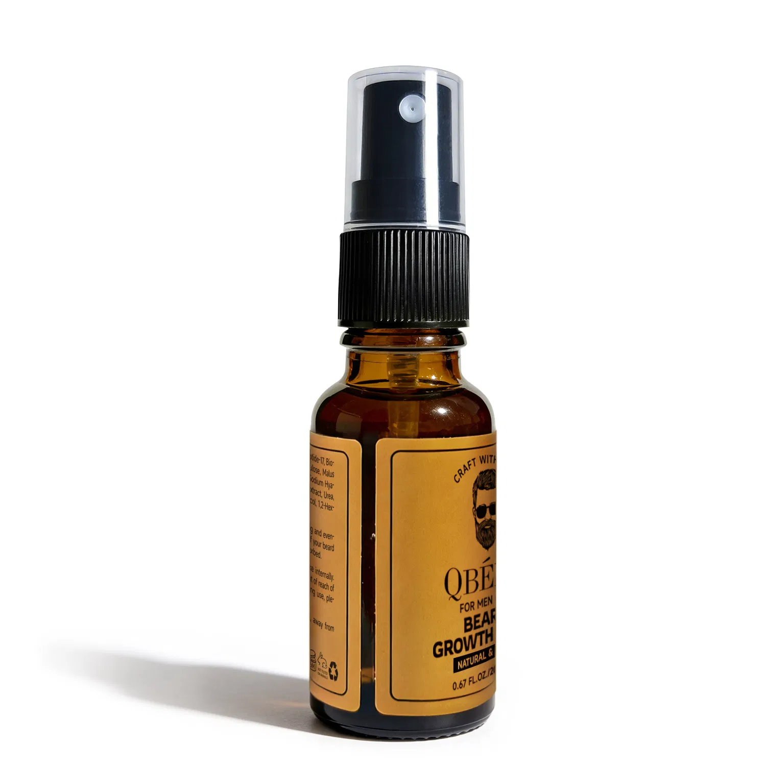 Qbeka Beard Growth Spray for Men Facial Hair Enhancer Beard Care Fast-Absorbing Non-Greasy Root Strengthening Thicker Beard Home Travel Size