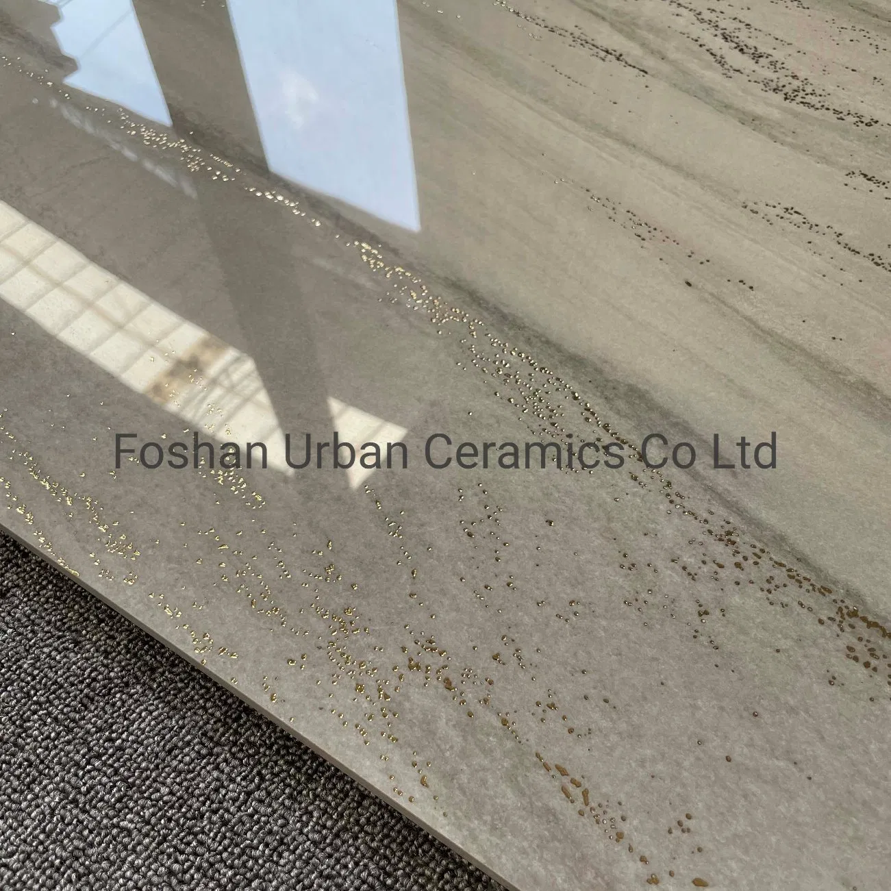 Ursg6012002 Foshan Popular Design 600*1200mm Vitrified K-Line Golden Silver Glazed Polished Full Body Porcelain Floor Wall Tile