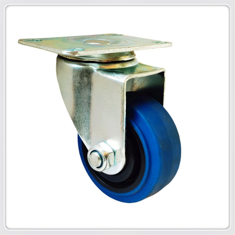 Industrial PU Casters Manual Trolleys Medium-Sized Blue Industrial Equipment Wheels Casters