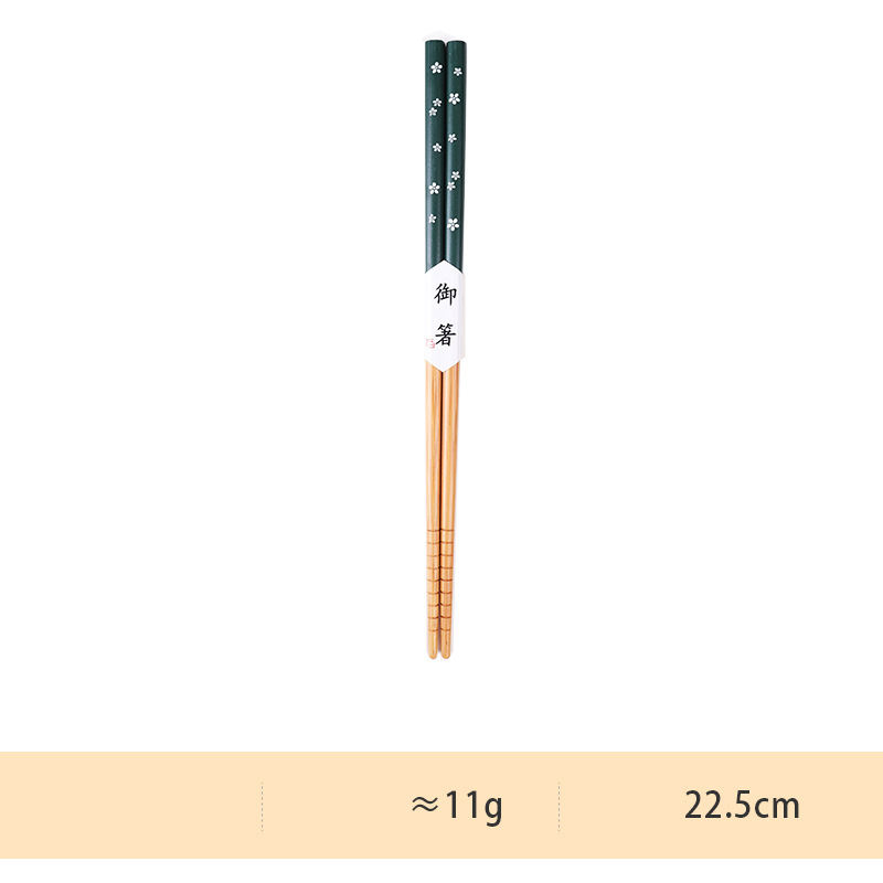 9 Inch Plum Blossom Patterned Chopsticks with Non-Slip Colored Handles