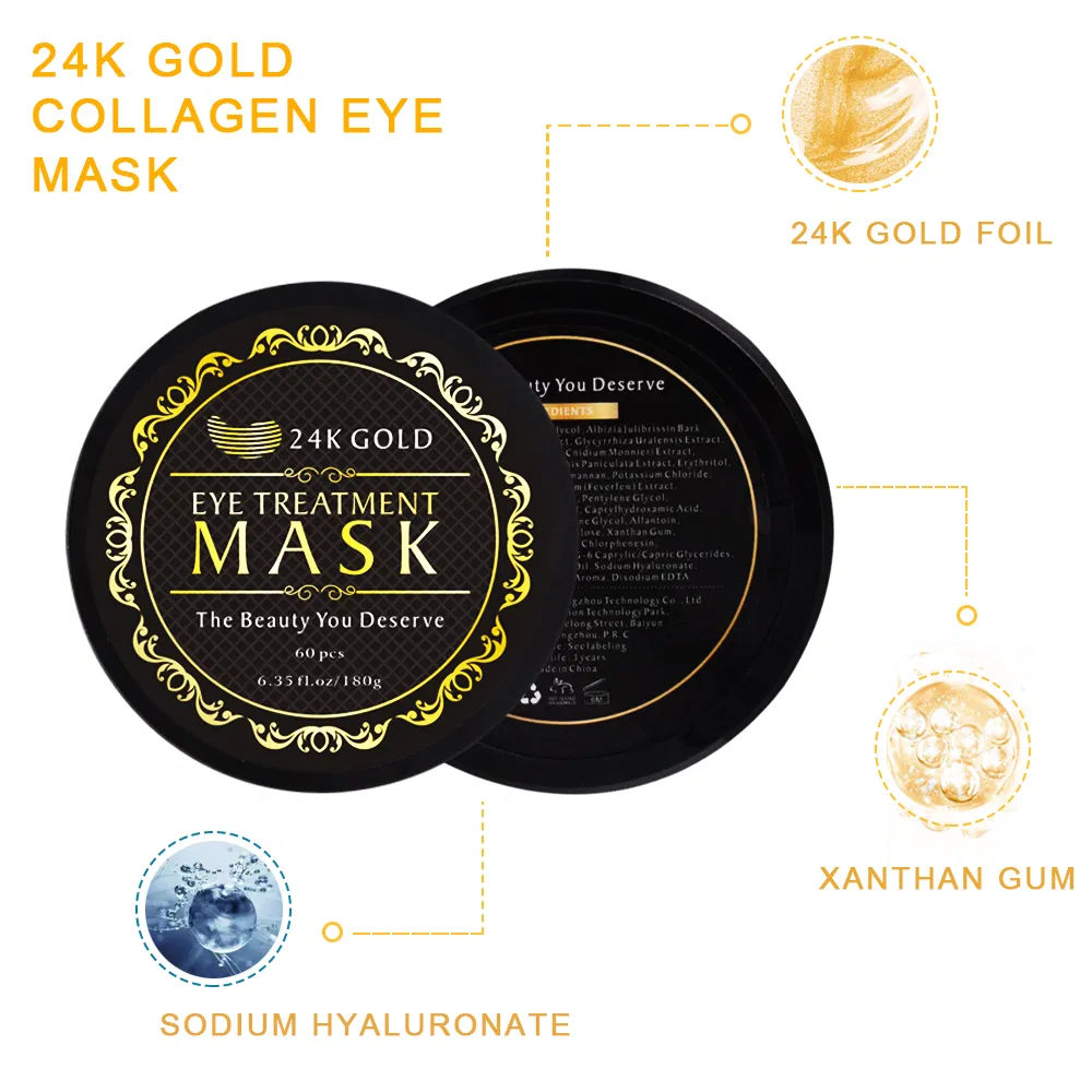 24K Gold Collagen Mask Removing Dark Circle and Fine Lines Custom Logo Deep Hydration Wholesale Anti-Wrinkle for Eye