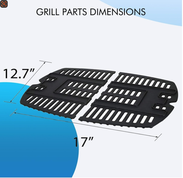 Fsx Cc7644 (2-Pack) 17 X 12.7 Inches Cast Iron Cooking Grid Grates for Weber