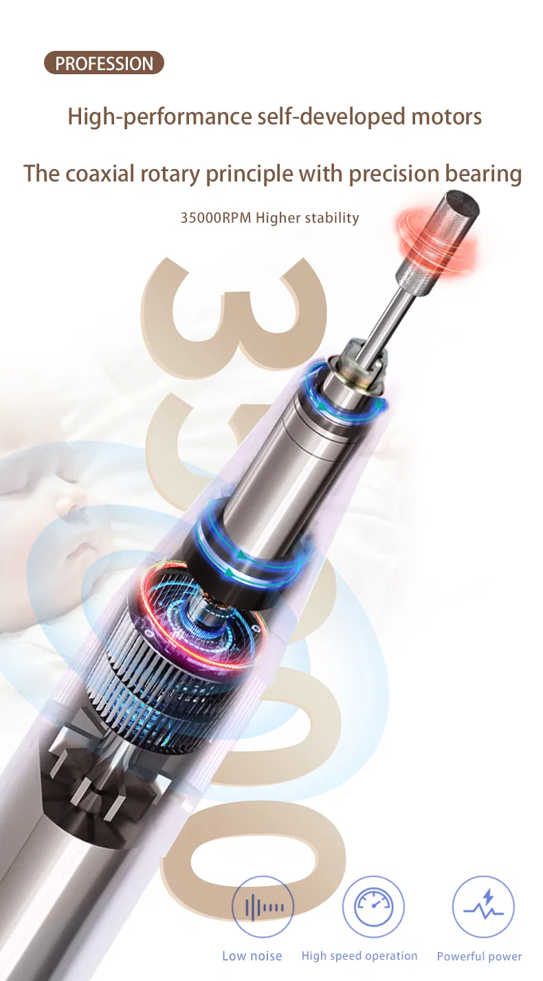 Professional 35000rpm Electric Nail File Portable Rechargeable LED Display Nail Drill Machine