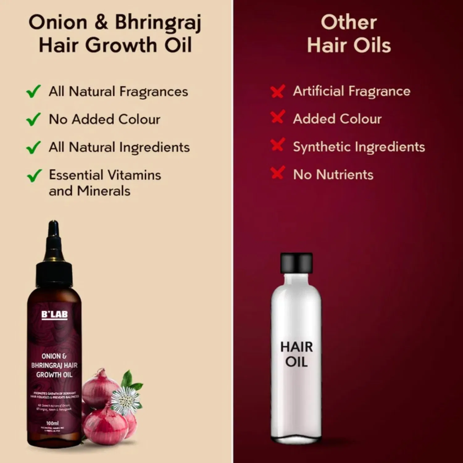 OEM/ODM Onion & Bhringraj Regenerates Hair Follicleshair Growth Oil