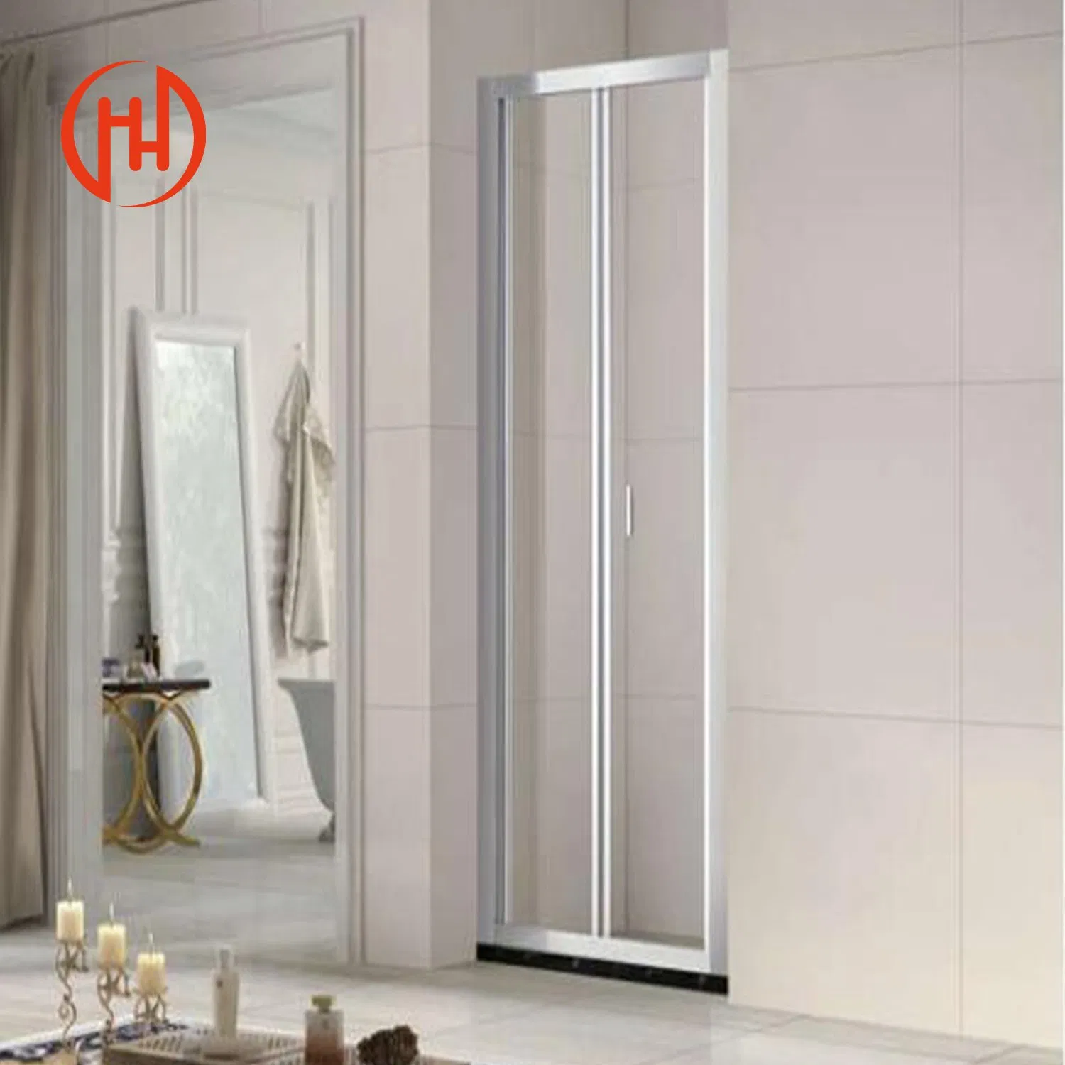 Aluminum 95" Header Kit Safety Tempered Glass Shower Door Sliding Kits