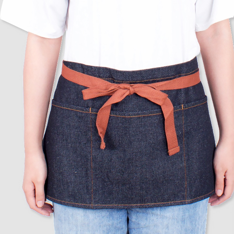 Stylish Coffee Shop Waiter Denim Waist Apron with Three Pockets