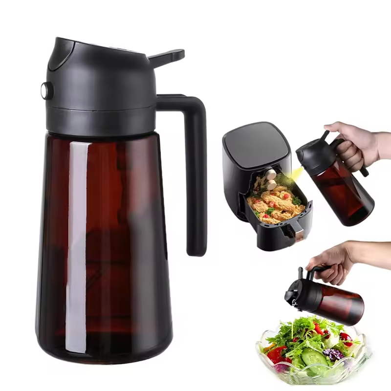 Top Seller Efficient Multifunctional Portable Food Grade 2/1 Oil Sprayer Glass Plastic Set with Pour Oil Sprayer for Kitchen