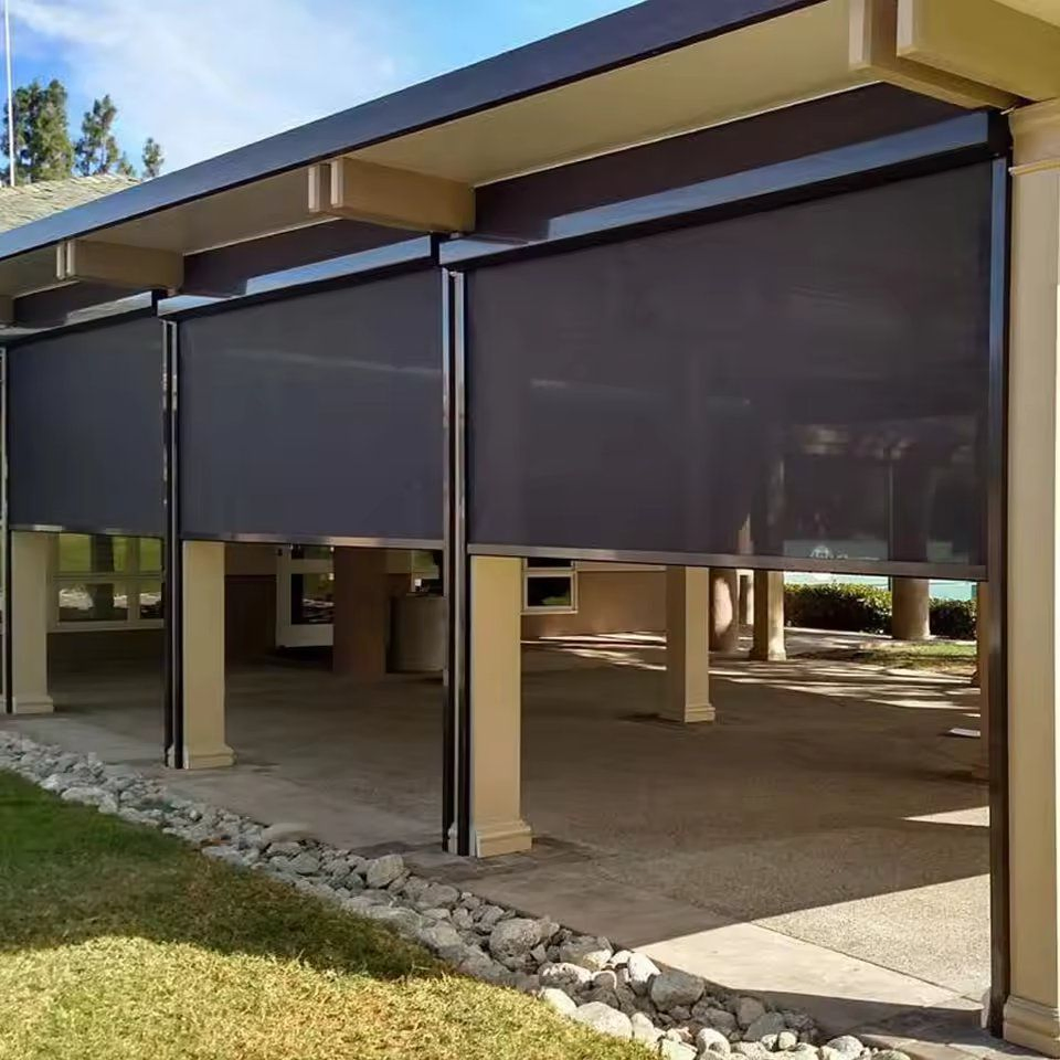 High Density Polyester Windproof Roller Blind with Fiberglass Mesh
