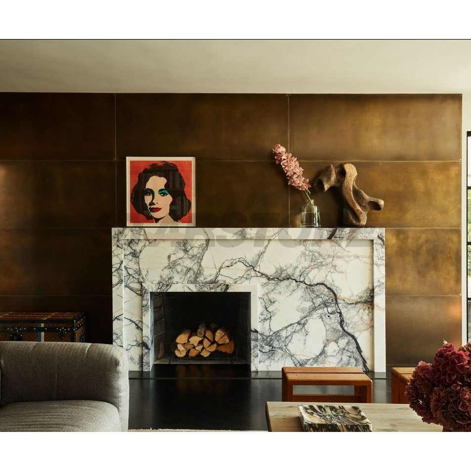 High Quality Factory Price Interior House White Natural Marble Fireplace
