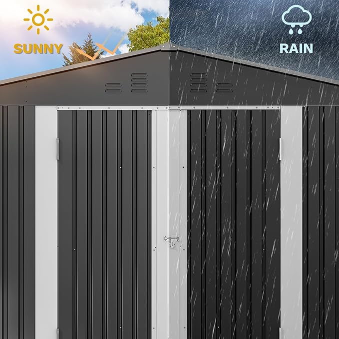 9X6 FT Outdoor Storage Shed with Ventilation Windows
