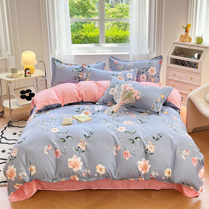 Комплект постельного белья из кашемира с принтом, 4 предмета