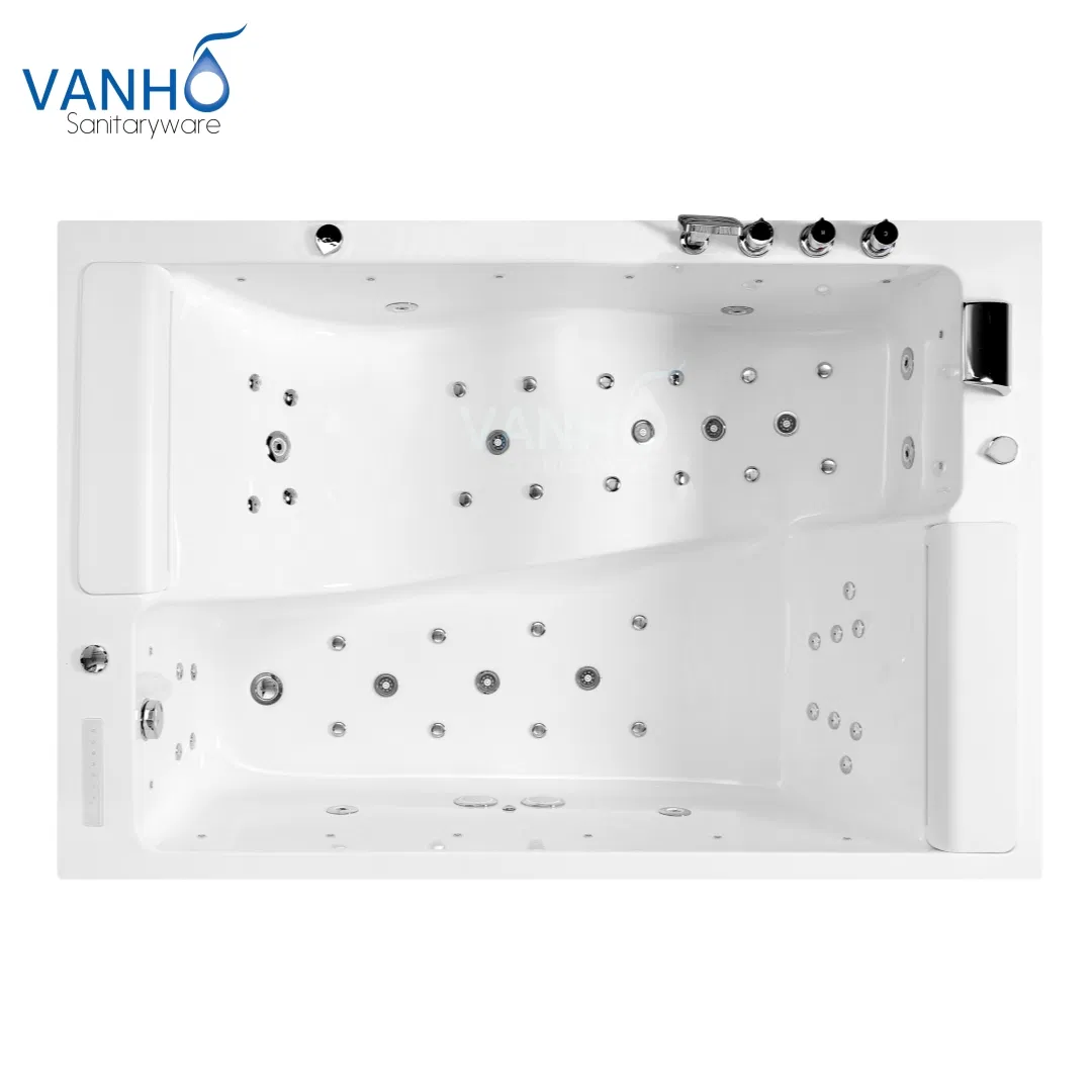 Угловая акриловая ванна с гидромассажем и панелью управления