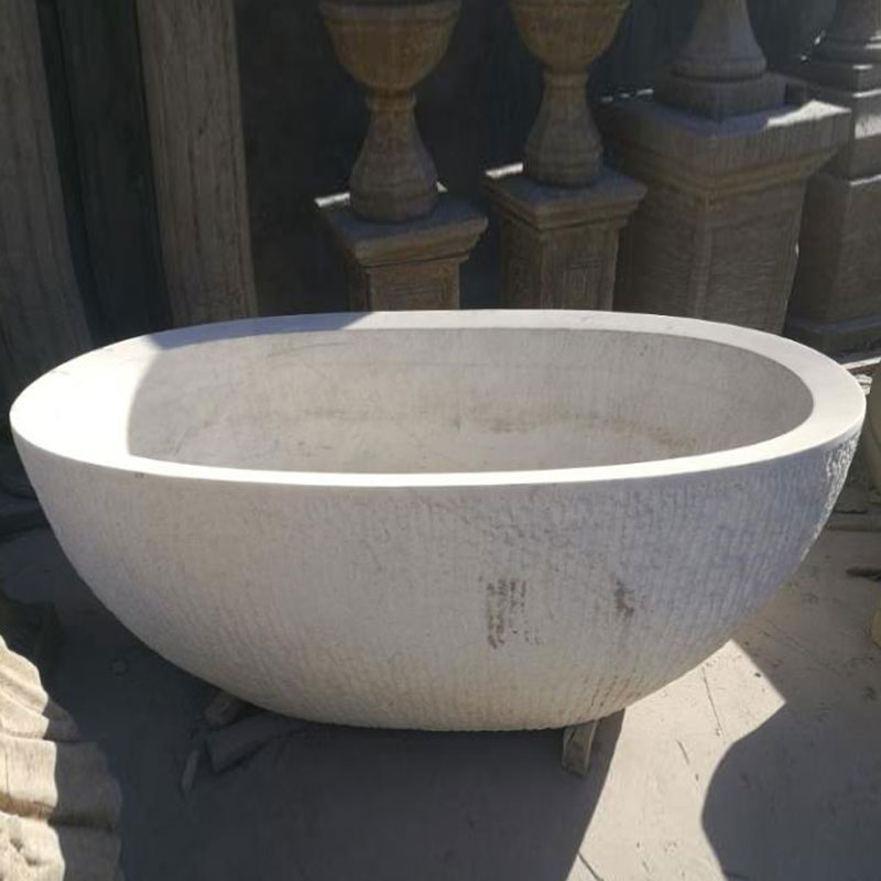 Home Tub Furnitute White Marble Stone Freestanding Bathtub with Low Price