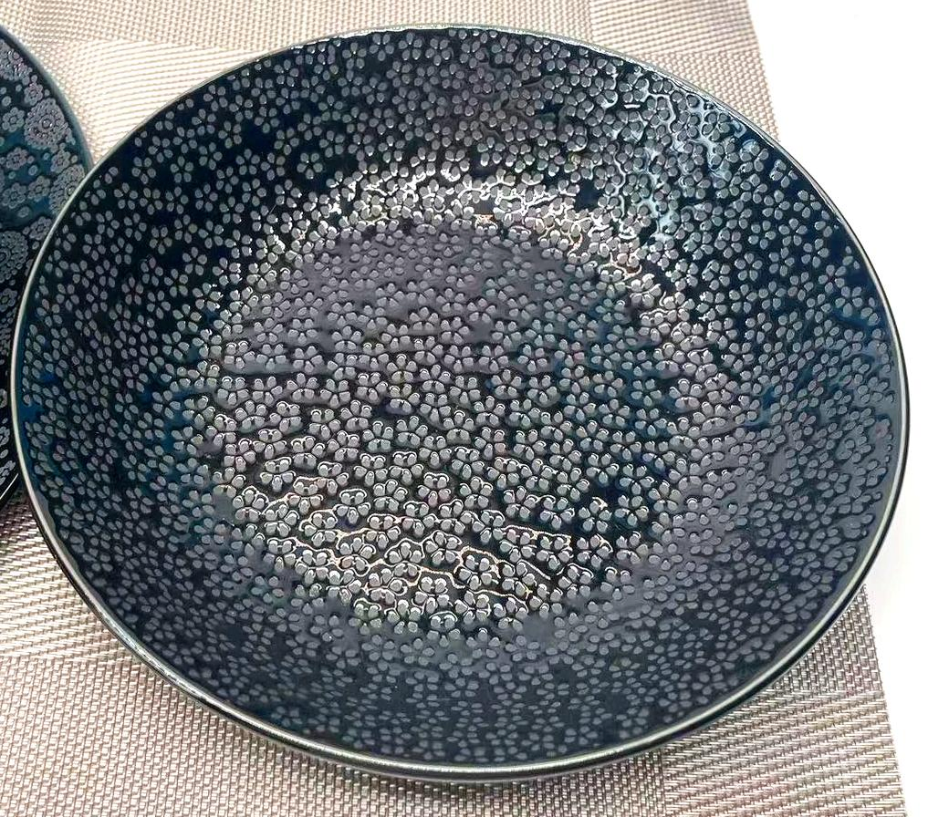 Stylish Black Printed Color Glaze Dinnerware Set Ceramic Tableware for Restaurant Table Service
