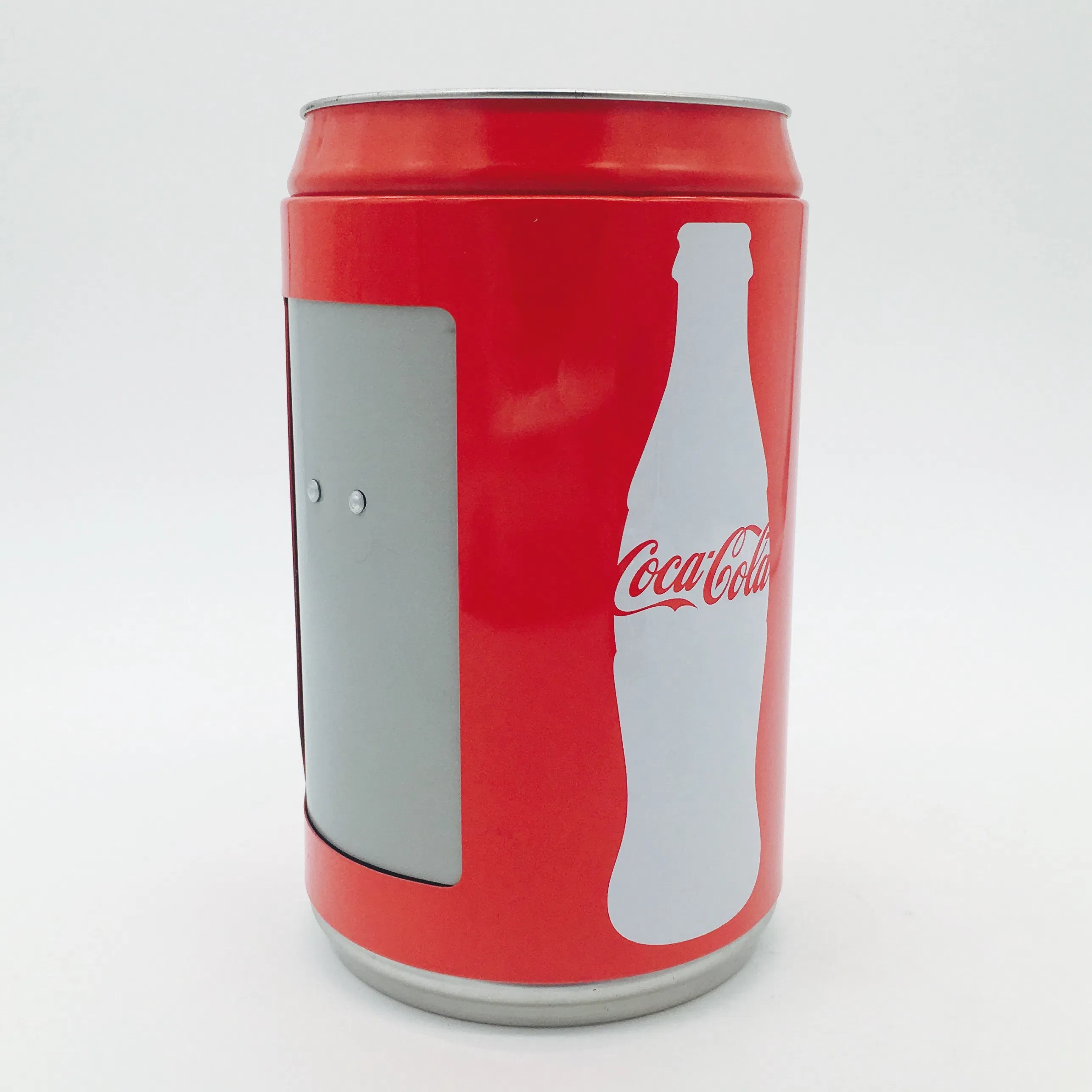 Unique Spring Press Feature Round Cola Tin Shape Tissue Holder Napkin Box