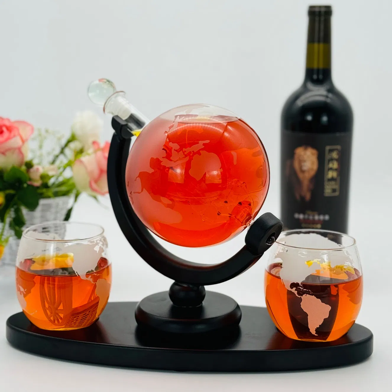 Elegant Crystal Wine Pourer Whiskey Bottle Decanter Gift Set