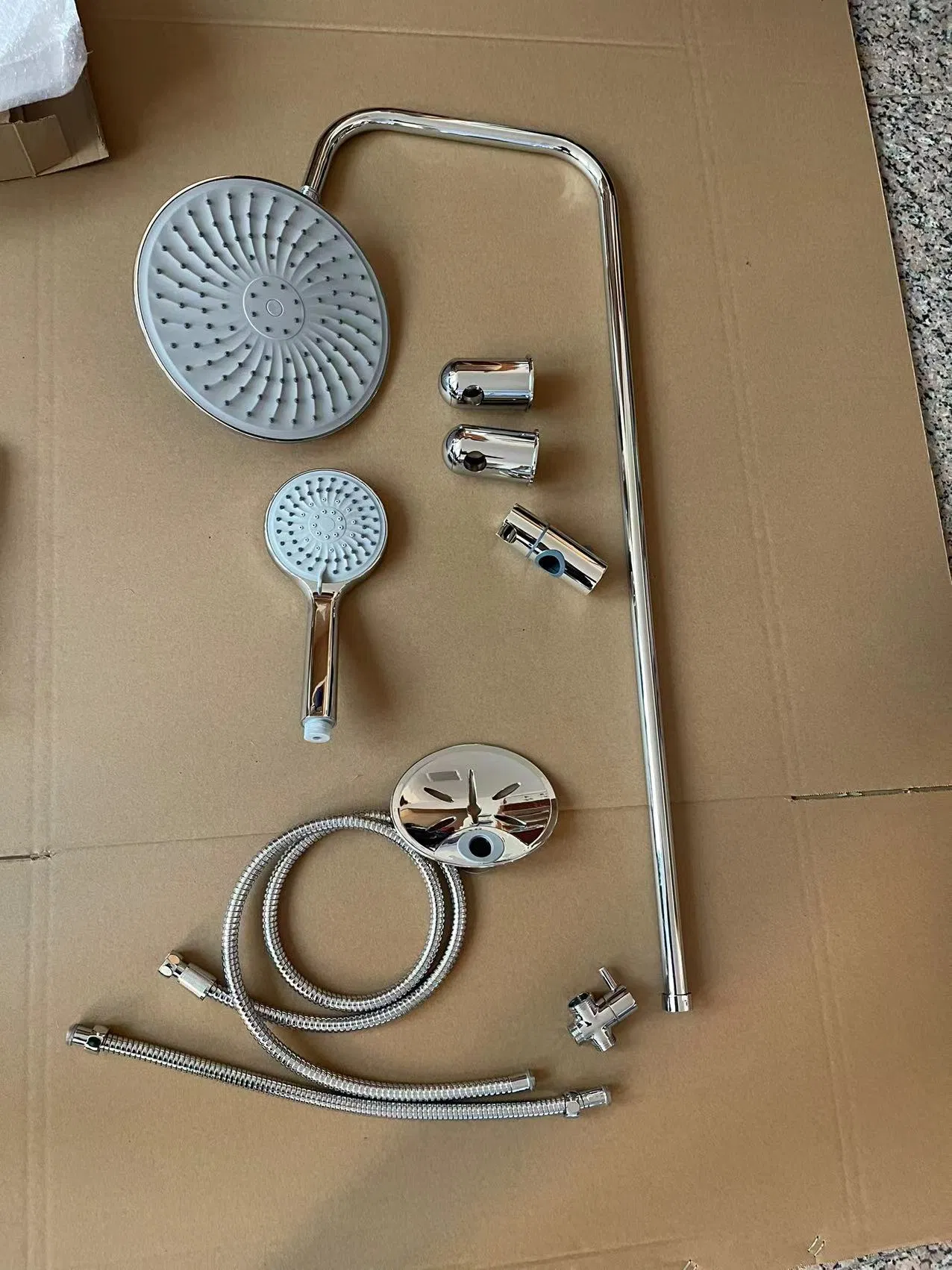 New Model Black Plastic Shower Set with Overhead Rain Showerhead