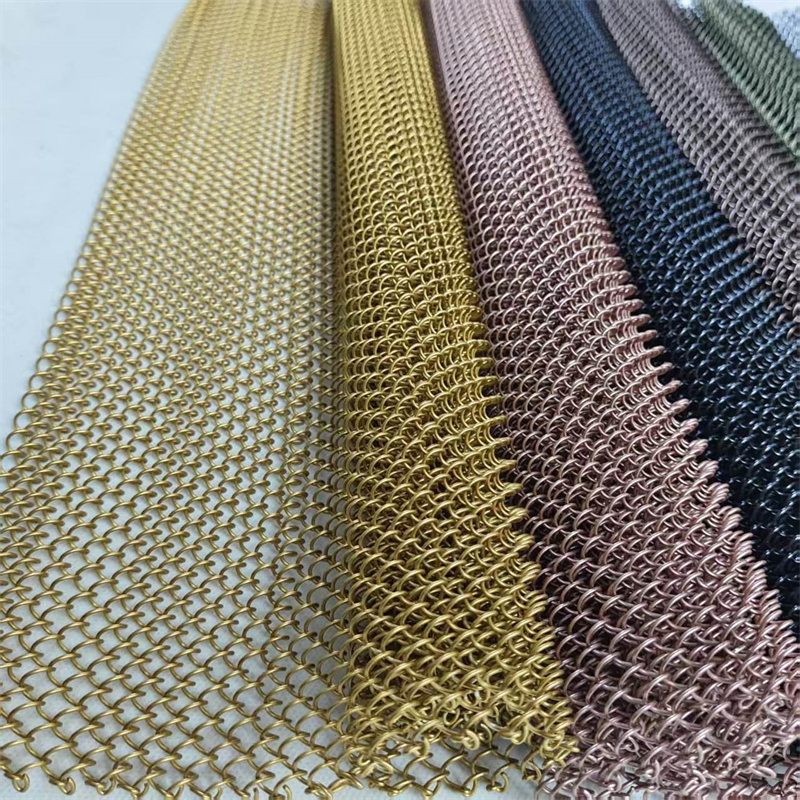 Luxury Golden Woven Metal Mesh Curtain Fluorocarbon Coated for Five-Star Hotel Banquet Hall Stage Backdro