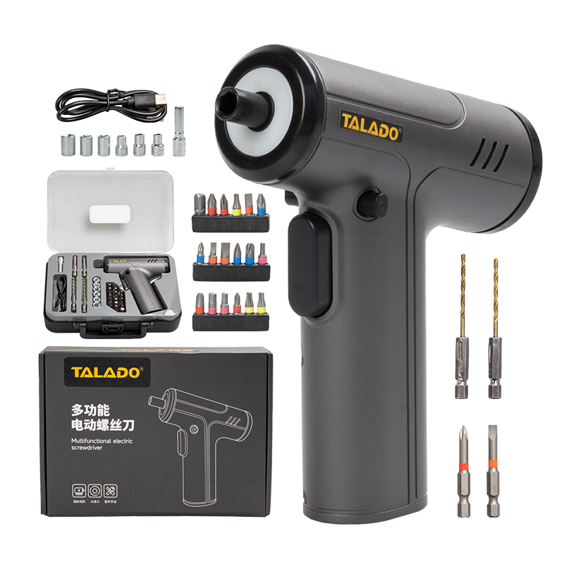 High Torque Electric Screwdriver with Multiple Gear Settings and Various Bits for Heavy Duty Applications