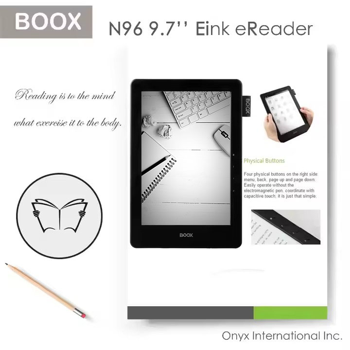 Black 10 Inch E-Ink Display 32GB Storage Electronic Book Reader Increased Battery Life Touch Screen E-Reader with TF Card