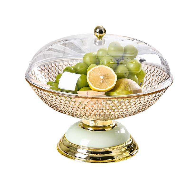 Fruit Basket Pedestal Bowl with Cover for Kitchen Counter Ez28688
