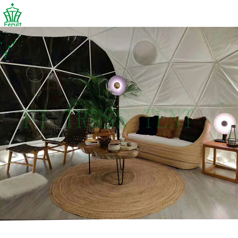 Complete Bathroom 6m Glamping PVC Camp House Dome Camping Tents for 2person